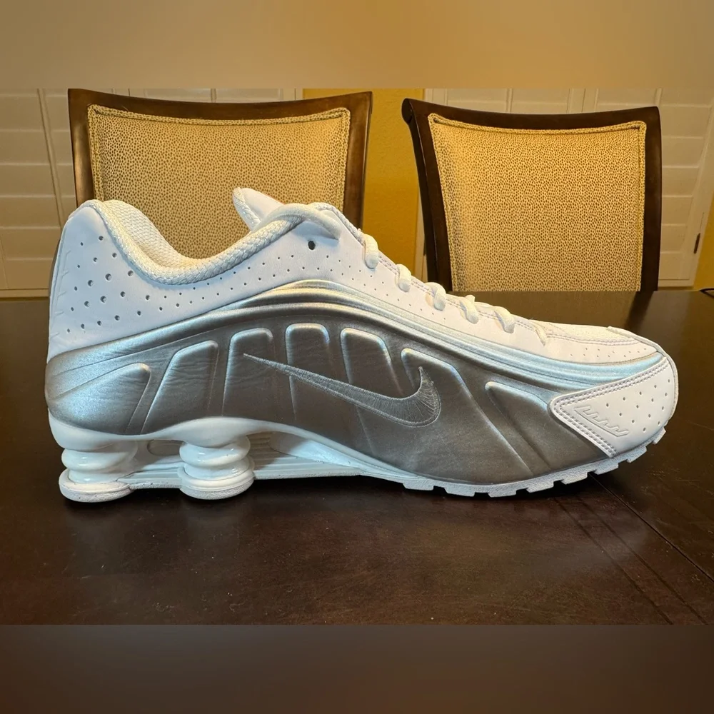 New Nike Shox R4 White Silver Sneaker Shoes Size US 12